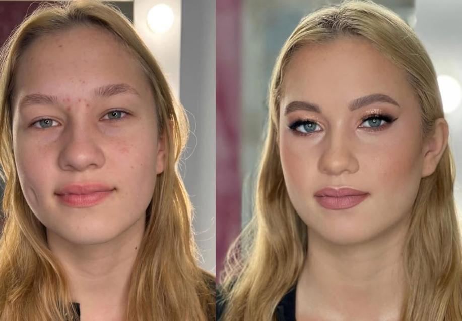 Efekt kursu makijażu w Szczecinie - metamorfoza uczestniczki podczas szkolenia makijażu